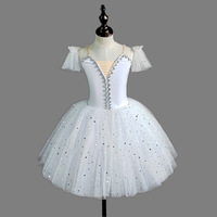 Robe longue de ballerine pour filles, costume de danse Giselle pour enfants, jupe tutu rouge romantique pour spectacle de danse du cygne
