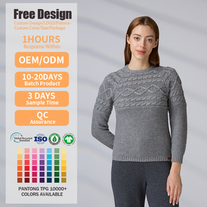 Pullover <b>Sweater</b> Manufacturer Custom Logo Cable Knit Long Sleeve Crew Neck Jumpers <b>Sweater</b> - Product Image 2
