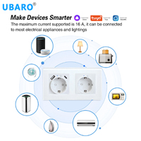 Prise électrique Zigbee UBARO, prise murale européenne Schuko, chargeur USB-A USB-C, panneau en verre, prise de courant, domotique