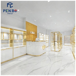 رف ملابس ذهبي ورفوف للبوتيك من مصنع قوانغدونغ، تصميم وديكور راقي لمتجر الأزياء ومتجر الملابس الراقية - Product Image 1