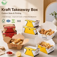 Boîte alimentaire en kraft avec revêtement anti-graisse pour plats à emporter en restaurant, prise en charge des commandes en gros