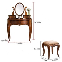 Table de maquillage avec miroir, coiffeuse vintage, bureau pour femmes, style rétro