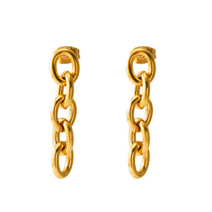 Zogxin Chain Drop Earrings 18K Gold Plated Stainless Steel Fashion Party Jewelry Geometric Design Women's Earrings - Product Image 5