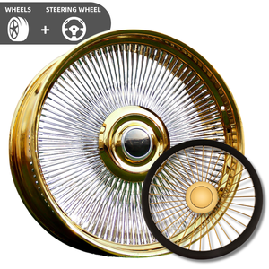 Cerchi in lega di alluminio da <span class=keywords><strong>24</strong></span>-26 pollici a razze profonde con 180-<span class=keywords><strong>200</strong></span> raggi, volante abbinato per auto d'epoca classiche e lowrider - Product Image 1