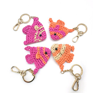 Hand Crocheted Raffia Fish Keychain Handmade Sea Fish Bag Charm Boho Backpack Purse Decor Accessory - Product Image 2