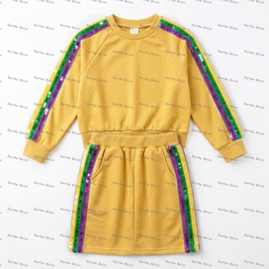 Set di Abbigliamento per Bambine con <span class=keywords><strong>Paillettes</strong></span> per Mardi Gras, Felpa a Maniche Lunghe e <span class=keywords><strong>Gonna</strong></span>, Completo da Festa in 2 Pezzi - Product Image 5