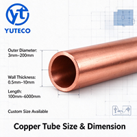 Tube en cuivre pur C11000 ASTM B280, tuyau en cuivre rouge droit et en spirale pour CVC, réfrigération, échangeur de chaleur avec service de découpe