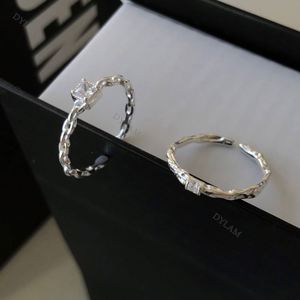 Dylam <b>Adjustable</b> Chain Link Style <b>Ring</b> CZ Stackable <b>Ring</b> Rhodium Plated 925 Sterling <b>Silver</b> Chain Zircon Open <b>Ring</b> - Product Image 6