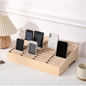 Wooden Desktop Multi Compartment Phone <b>Storage</b> Box Rectangle Standing Type Desk Organizer Neatening <b>Storage</b> - Product Image 1