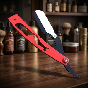 Rasoir droit classique de barbier, lames en acier inoxydable de qualité supérieure, manche en plastique, outil professionnel de coiffure pour hommes - Product Image 1