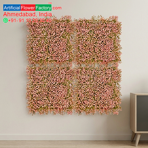 Artificial Pink Mini Grass Floral Panel UV Resistant Decorative <b>Flower</b> <b>Wall</b> Tile Vertical Garden Panel for Indoor Outdoor <b>Wall</b> - Product Image 6