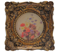 Cadre photo décoratif vintage en métal et résine, carré et rond, pour la maison, avec verre ovale en cristal et fer.