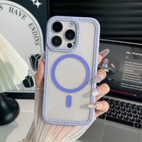 Étui de protection magnétique sans fil compatible IP16E en acrylique, couleur bonbon, avec bordure à paillettes, pour 17 Pro