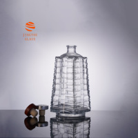 Botella de Vidrio de Gran Capacidad de 850 ml con Fondo Redondo y Ranura Cuadrada, Adecuada para Envasar Whisky, Brandy y Vodka