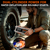 Démarreur de secours 4000A avec compresseur d'air 150 PSI, démarre les moteurs essence 12.0L et diesel 10.0L, batterie externe PD65W pour voitures 12V/24V
