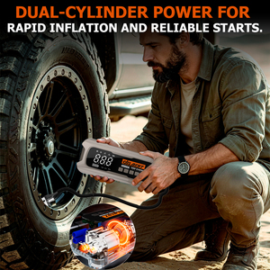 เครื่องช่วยสตาร์ทรถยนต์ 4000A Peak Jump Starter พร้อ<span class=keywords><strong>ม</strong></span>เครื่องอัดอากาศ 150PSI สตาร์ทเครื่องยนต์เบนซิน 12.0 ลิตร และดีเซล 10.0 ลิตร  แบตสำรอง PD65W สำหรับรถยนต์ 12V/24V - Product Image 4