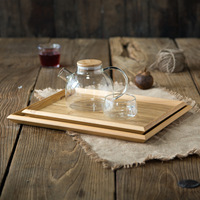 Plateau à thé rectangulaire en bois, plateau de service, assiette, collations, rangement alimentaire, plat pour hôtel, plateau de service à domicile