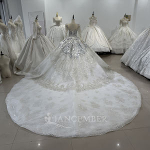 สำหรับ XS172แจนเซมเบอร์ชุดแต่งงานชุดแต่งงานชุดแต่งงานสไตล์วินเทจทันสมัยประดับด้วยเลื่อมลูกไม้หางยาวประดับด้วยเลื่อมคริสตัล - Product Image 4