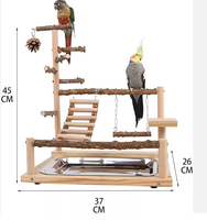 DOUBLEFLY Zanthoxylum Bungeanum Support en bois écologique pour perroquet, filet d'escalade, échelle d'entraînement, balançoire, jouet pour oiseaux, fournitures rectangulaires