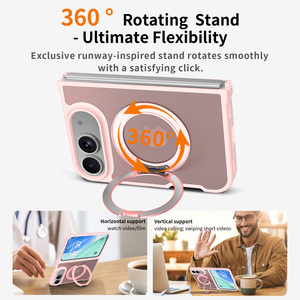 Étui pour <span class=keywords><strong>iPhone</strong></span> 18 Fold, toucher doux et soyeux, rose, magnétique, pour femmes, avec protection à 360° °   Support rotatif personnalisé avec logo - Product Image 2