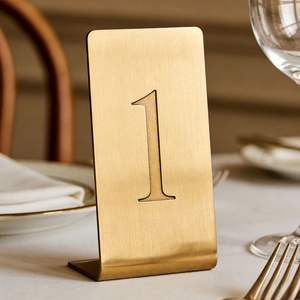 Numéros de table personnalisés haut de gamme en acier inoxydable et laiton pour restaurants, stands de réception, cartes de placement et marquages de table - Product Image 2