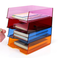 Organisateur de bureau en acrylique à trois couches plateau de fichiers transparent épaissi pour les services de fabrication multicouche de bureau pour ordinateur portable A4