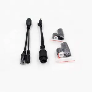Waterproof 12V to DC12V Straight Through Power Supply Adapter 10/100Mbps to CCTV IP Camera Data Power Output PoE Splitter