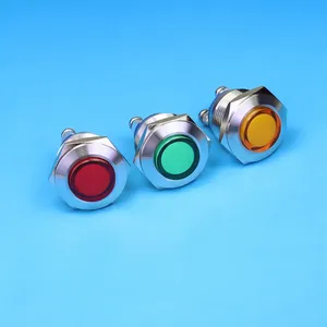 8Mm Led Signaallamp 12V 24V 220V Ac/Dc Noodindicatielampje Rood Geel Fietsindicatielampje Motorfiets Convexe Kop