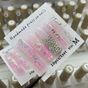 2024 Internet célébrité cercueil en forme d'ongles à la main acrylique diamant conception presse-<span class=keywords><strong>sur</strong></span> ongles ABS matériel - Product Image 6