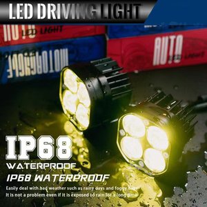 ไฟสปอร์ตไลท์ LED สีเหลืองขาวสำหรับมอเตอร์ไซค์ 12v ไฟเสริมสำหรับรถ SUV ATV - Product Image 2