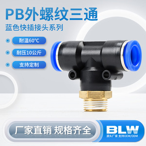 Raccord rapide pneumatique de type T, connecteur à enfoncement 8mm 10mm 12mm pour raccord de tuyau d'air avec filetage en laiton - Product Image 4