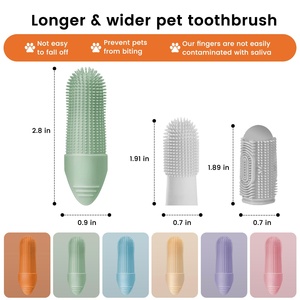 Custom 360 Degrees Dog Tooth Brushing Kit <b>Cat</b> <b>Toothbrush</b> Food Grade Silicone Dog Finger <b>Toothbrush</b> for Dog Teeth Cleaning - Product Image 2