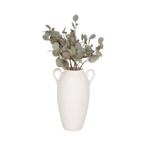 Vaso in ceramica con manici testurizzati per l'arredamento del soggiorno e come complemento decorativo per la casa, vaso decorativo per fiori. - Product Image 2