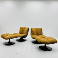 Fauteuil pivotant de salon moderne en cuir et tissu, chaise de relaxation rotative en fibre de verre renforcée