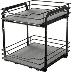 Étagère à épices coulissante double couche pour armoire, organisateur amovible pour évier, forme rectangulaire, sans perçage requis - Product Image 5