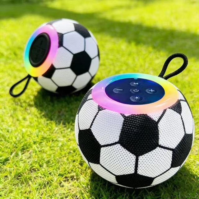 5W Football Style Portable Speaker Mini Fabric Wireless Loudspeaker RGB Light Outdoor Party Audio Player for Sports