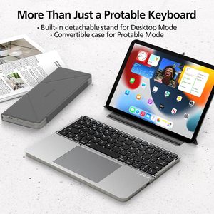 Clavier Bluetooth sans fil <span class=keywords><strong>rechargeable</strong></span>, fin et portable, pliable pour tablette, avec pavé tactile et support de protection - Product Image 5