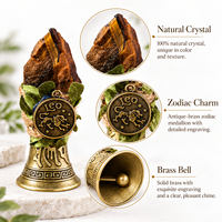 Cloche décorative en cristal naturel 12 signes du zodiaque pour le yoga, la méditation, la décoration de bureau à domicile, cadeau avec boîte blanche