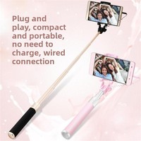Mini bâton de selfie en alliage d'aluminium avec télécommande sans fil pour téléphones Android, extensible jusqu'à 6600 mm, pliable à 18 cm, léger (128 g)