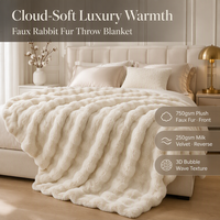 Vente chaude en gros – Couverture polaire personnalisée super douce et chaude pour l'hiver, en fausse fourrure de luxe, en tissu polyester, couvertures lestées pour lit