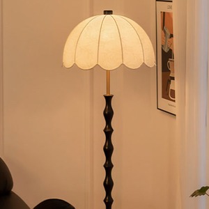 Lámpara de pie decorativa vintage de madera de fresno negro, 45x150 cm, fuente de luz LED, control de interruptor, dormitorio, sala de estar, mesita de noche - Product Image 1
