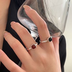 S925 Sterling Silver Geometric <b>Ring</b> With Enamel Inlay For Women Everyday Wear - Product Image 2