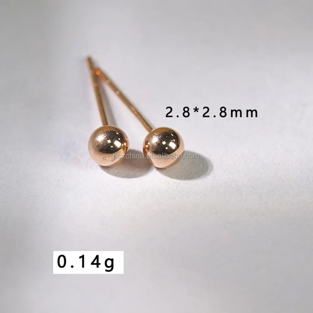 PCX Jewelry Oro 18k Gold jewelry Ball Stud Gold Earrings Oro 18k Women Fine Round Ball Earrings 18k Solid Beaded Stud Earrings