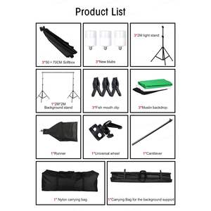 Kit d'éclairage de studio photo portable DB SH avec fond vert 2x2m, toile de fond en mousseline, matériau en aluminium inclus - Product Image 4