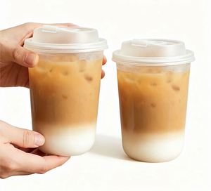 Gobelets en plastique PP jetables imprimés sur mesure en forme de U avec couvercle 12/16/24oz pour boissons chaudes/froides, jus, soda, lait, thé et mariages - Product Image 6