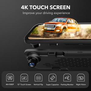 กล้องติดรถยนต์ WOLFBOX G840S บันทึกแบบวนซ้ำ มองเห็นในเวลากลางคืน ความละเอียด 4K UHD หน้าจอ 12 นิ้ว กล้องหน้าและหลังคู่ ไม่มีการ์ด - Product Image 2