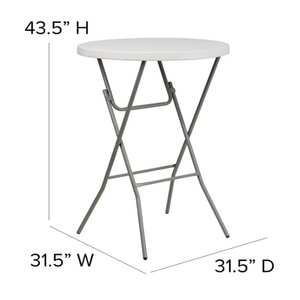 Table de bar ronde pliante blanche en plastique de 32 pouces pour événements et fêtes – Vente en gros - Product Image 2