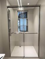 Puerta de Ducha Moderna con Marco de Aluminio y Acero Inoxidable, Un Panel Fijo y Dos Correderos, Garantía de 5 Años, Fácil de Limpiar, para Villa