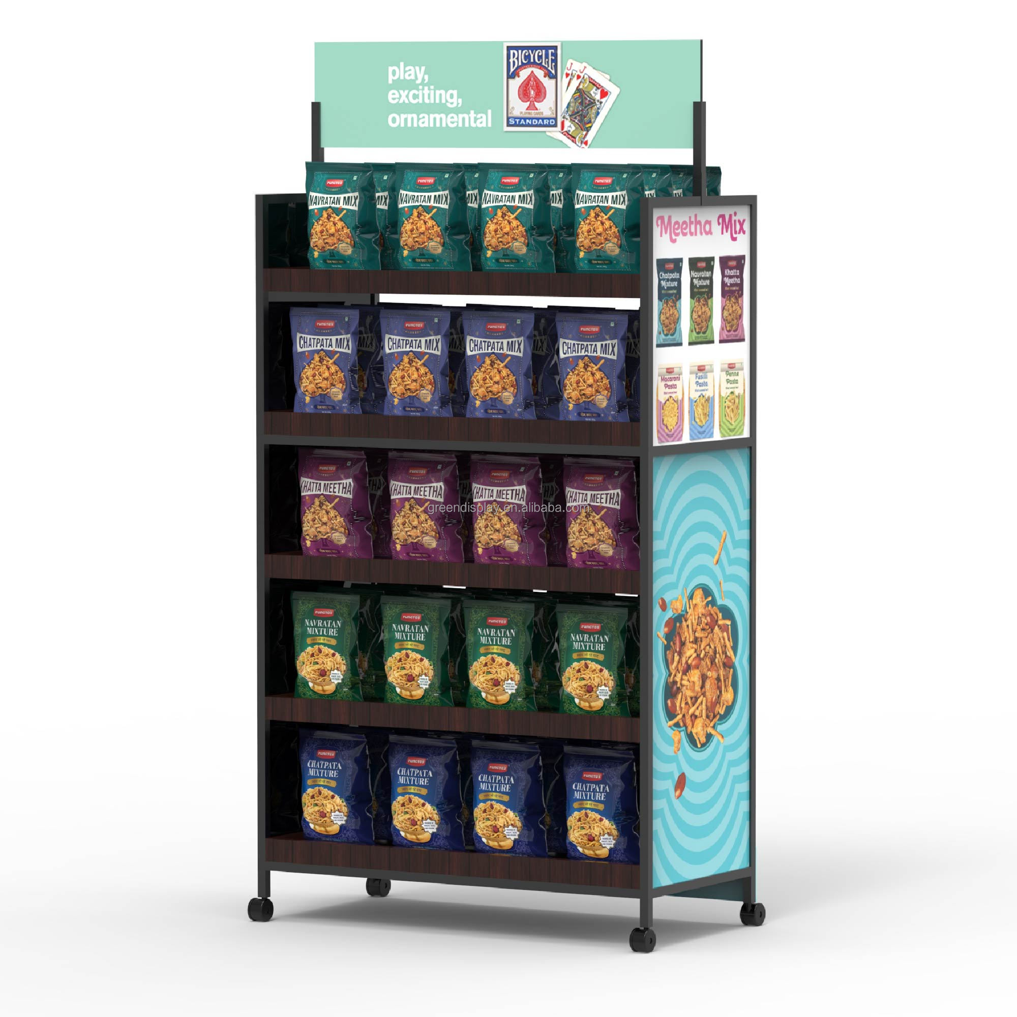 Chip Display Rack Snack Metal Custom Logo Carton Customized Store Display Stand Floor Stand Powder Coating Modern Apache AP-M001 — view 4