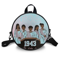 Nouveau sac rond pour femme en PU, design personnalisé Gamma Phi Delta 1943, sac de shopping tendance pour sororité, sac rond de haute qualité